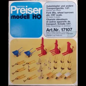 Fork Lifts, Wheel Barrows, etc. Preiser, escala HO